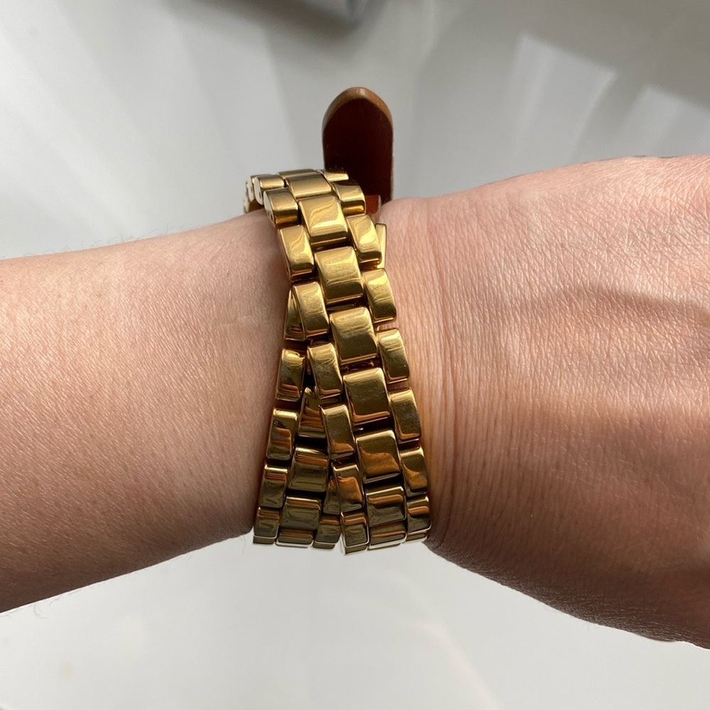 Michael Kors Gold-tone and Leather Wrap Around Bracelet